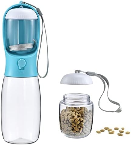 Portable Dog Water Bottle with Food Container, Travel Pet Water and Feeding Dispenser for Dogs and Cats, Suitable for Walking and Hiking