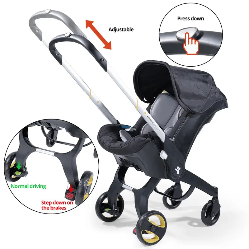 All-in-One Convertible Baby Stroller - Reversible Seat, Travel System