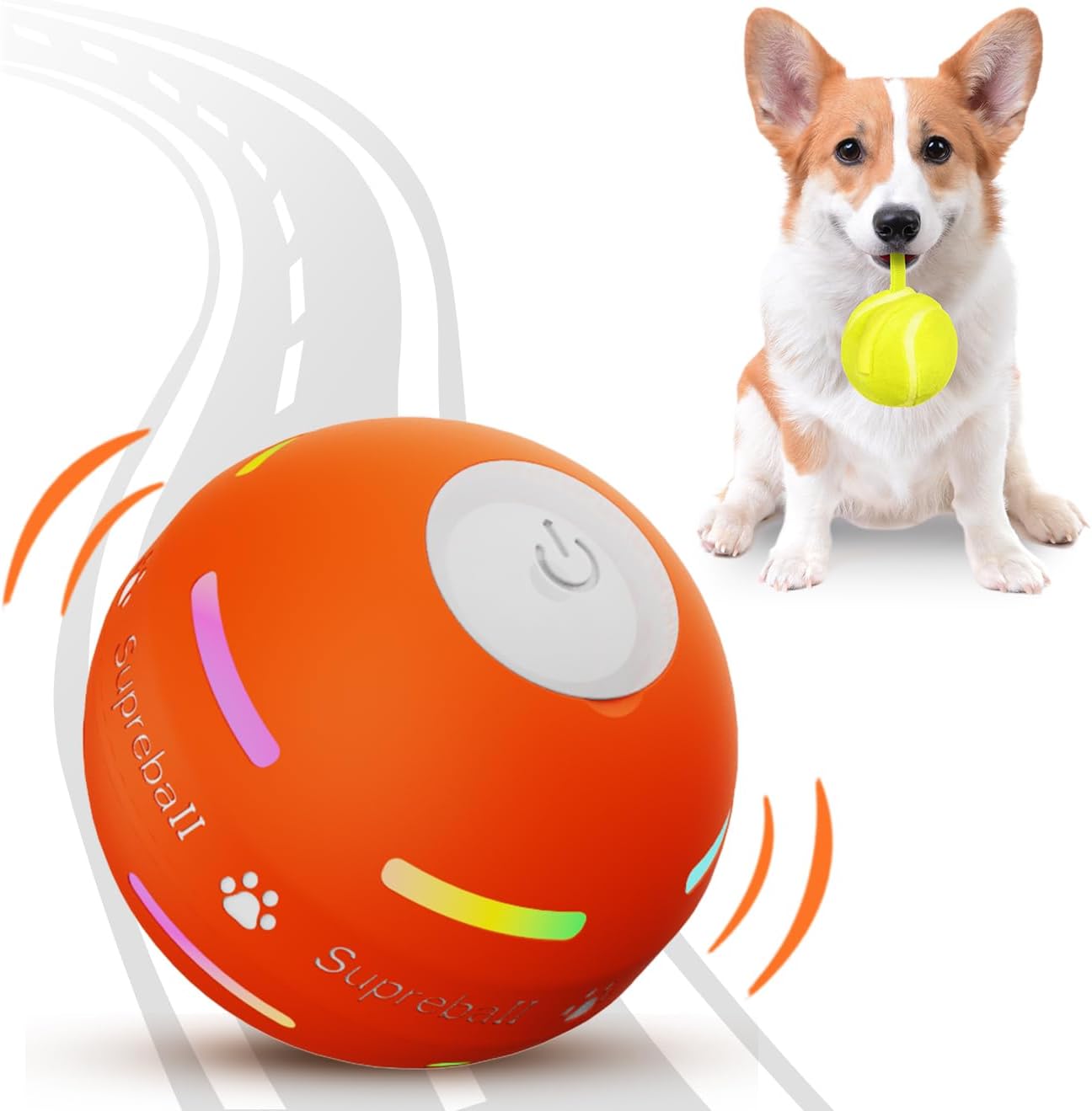Interactive Motion-Activated Dog Ball Toy, Automatic Rolling Ball, USB Rechargeable Dog Toy for Small, Medium, and Large Dogs