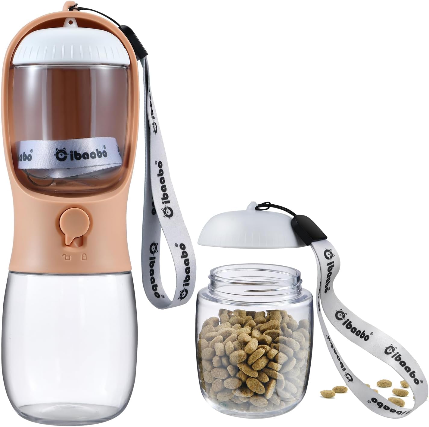 Portable Dog Water Bottle with Food Container, Travel Pet Water and Feeding Dispenser for Dogs and Cats, Suitable for Walking and Hiking