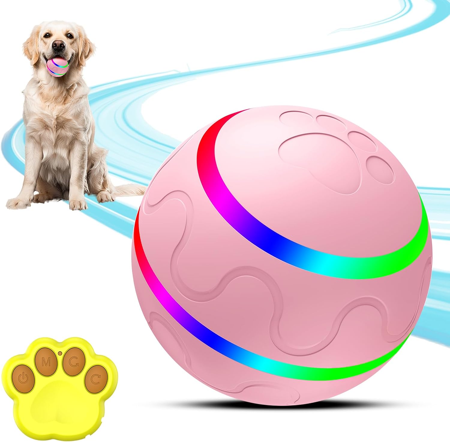Interactive Dog Ball Toy with Remote Control, Automatic Moving and Bouncing Pet Ball for Medium and Large Dogs