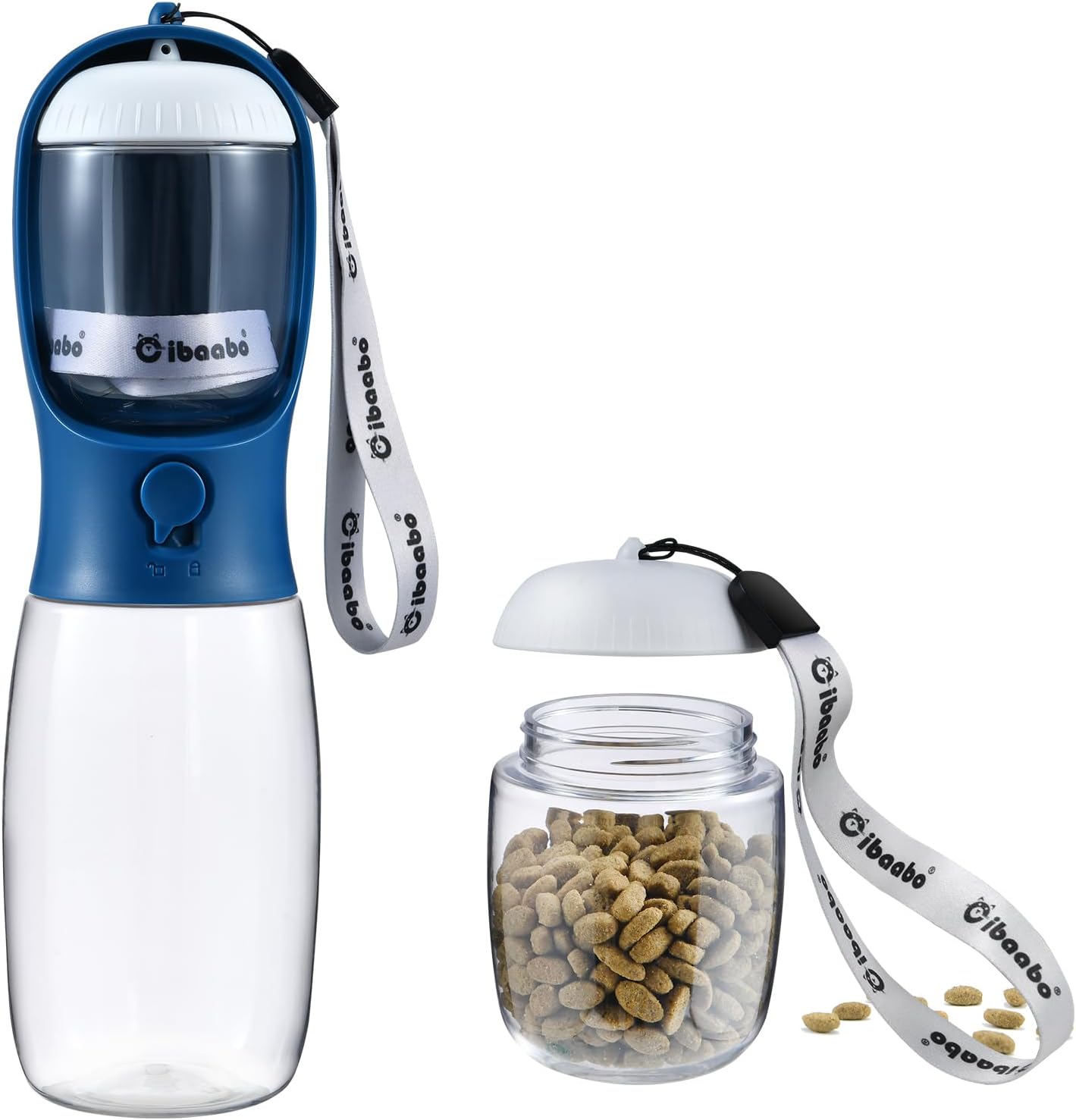 Portable Dog Water Bottle with Food Container, Travel Pet Water and Feeding Dispenser for Dogs and Cats, Suitable for Walking and Hiking