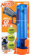 Dog Tennis Ball Launcher Fetch Toy Set, Long Range Ball Thrower up to 50 ft with 3 Tennis Balls for Outdoor Play