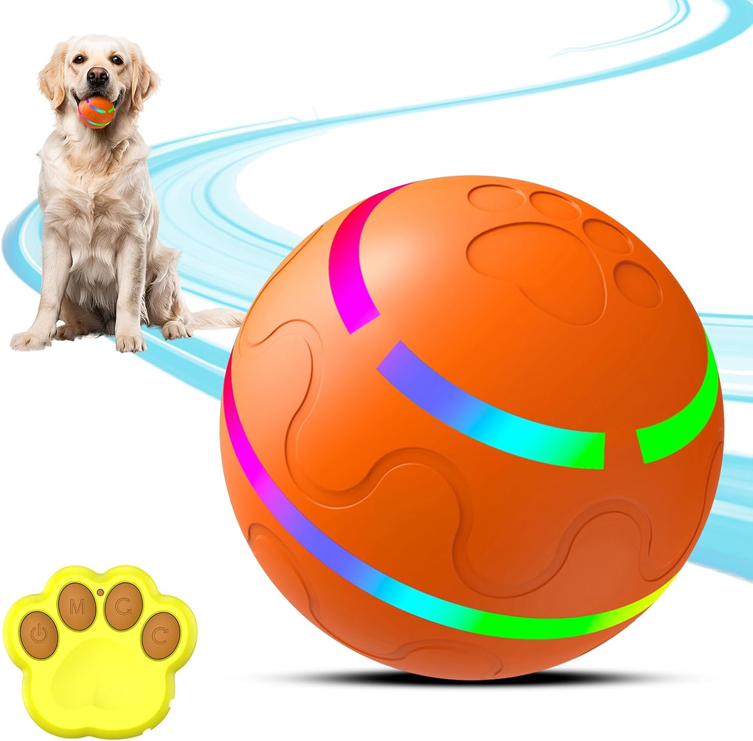 Interactive Dog Ball Toy with Remote Control, Automatic Moving and Bouncing Pet Ball for Medium and Large Dogs