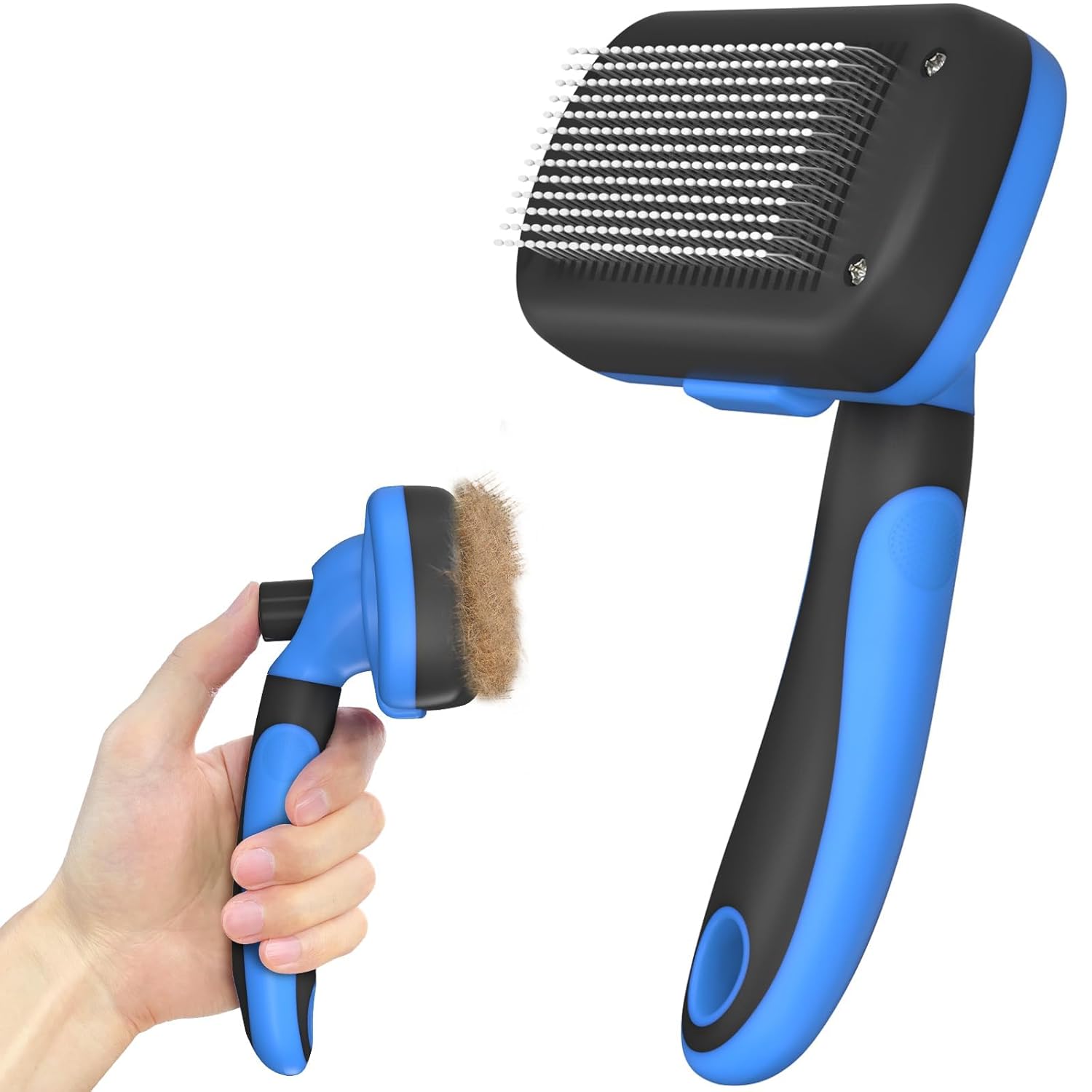 Self-Cleaning Pet Grooming Brush, Gentle Hair Removal Tool for Dogs, Cats, and Puppies with Long or Short Hair