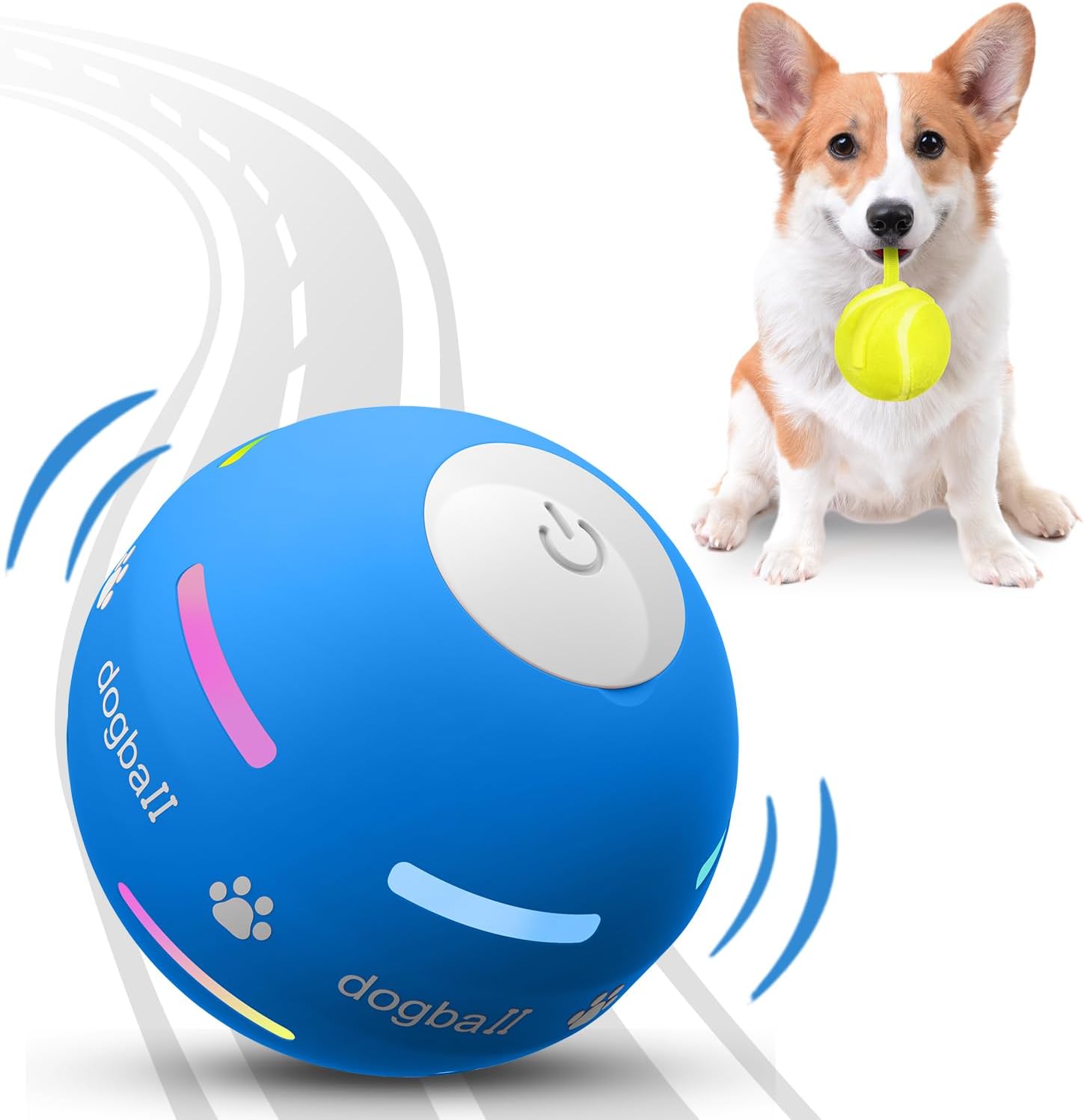 Interactive Motion-Activated Dog Ball Toy, Automatic Rolling Ball, USB Rechargeable Dog Toy for Small, Medium, and Large Dogs