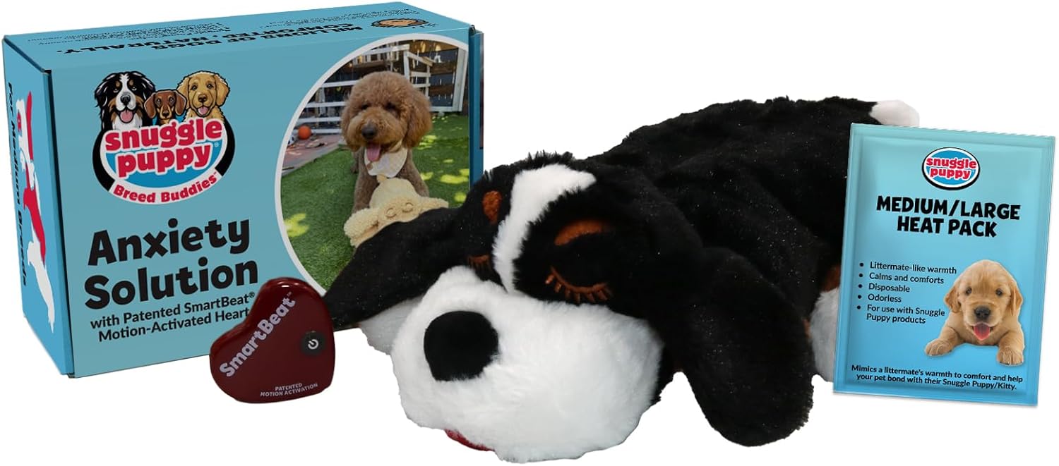 Heartbeat Plush Dog Toy, Comfort Companion Puppy Toy with Simulated Heartbeat for Crate and Rest Time
