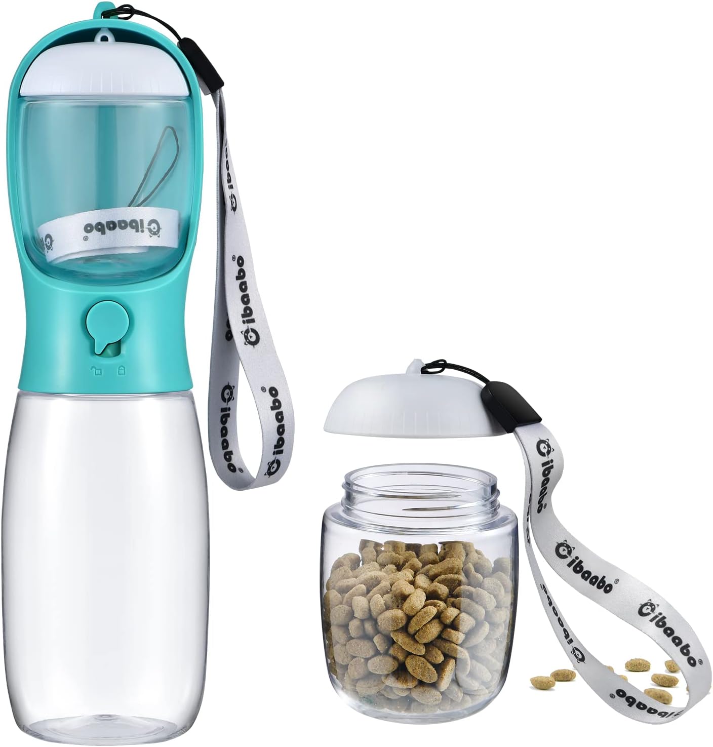 Portable Dog Water Bottle with Food Container, Travel Pet Water and Feeding Dispenser for Dogs and Cats, Suitable for Walking and Hiking