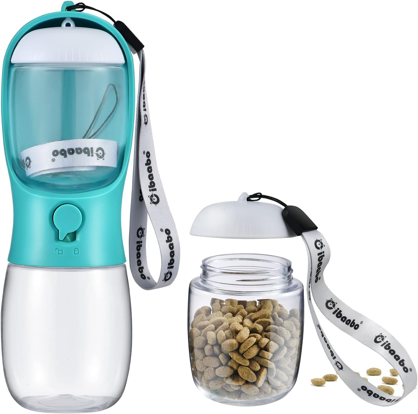 Portable Dog Water Bottle with Food Container, Travel Pet Water and Feeding Dispenser for Dogs and Cats, Suitable for Walking and Hiking