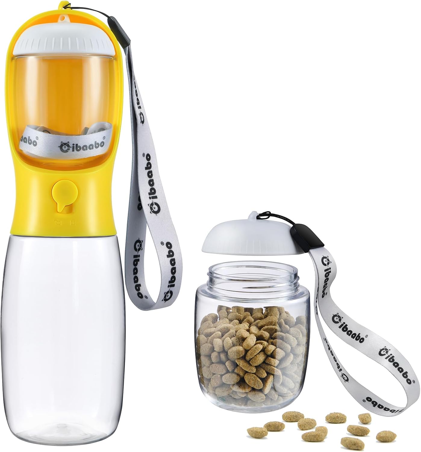 Portable Dog Water Bottle with Food Container, Travel Pet Water and Feeding Dispenser for Dogs and Cats, Suitable for Walking and Hiking