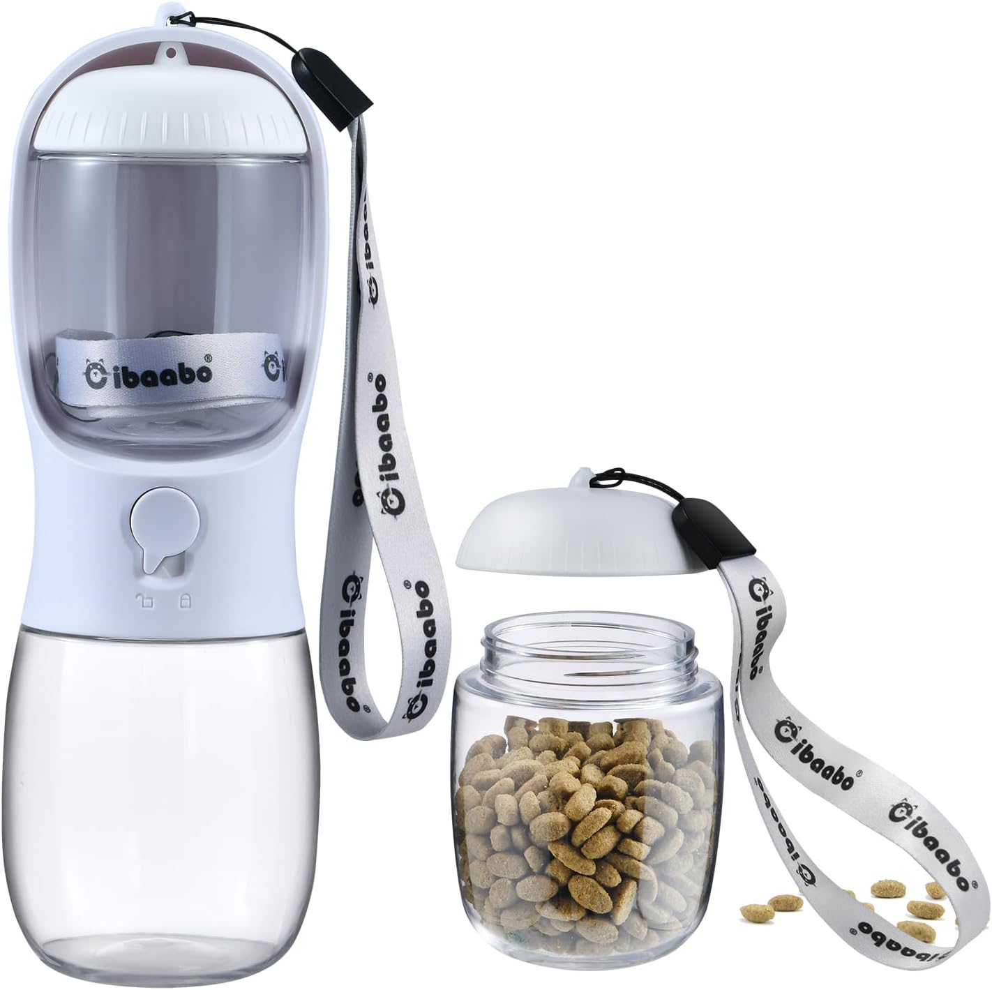 Portable Dog Water Bottle with Food Container, Travel Pet Water and Feeding Dispenser for Dogs and Cats, Suitable for Walking and Hiking