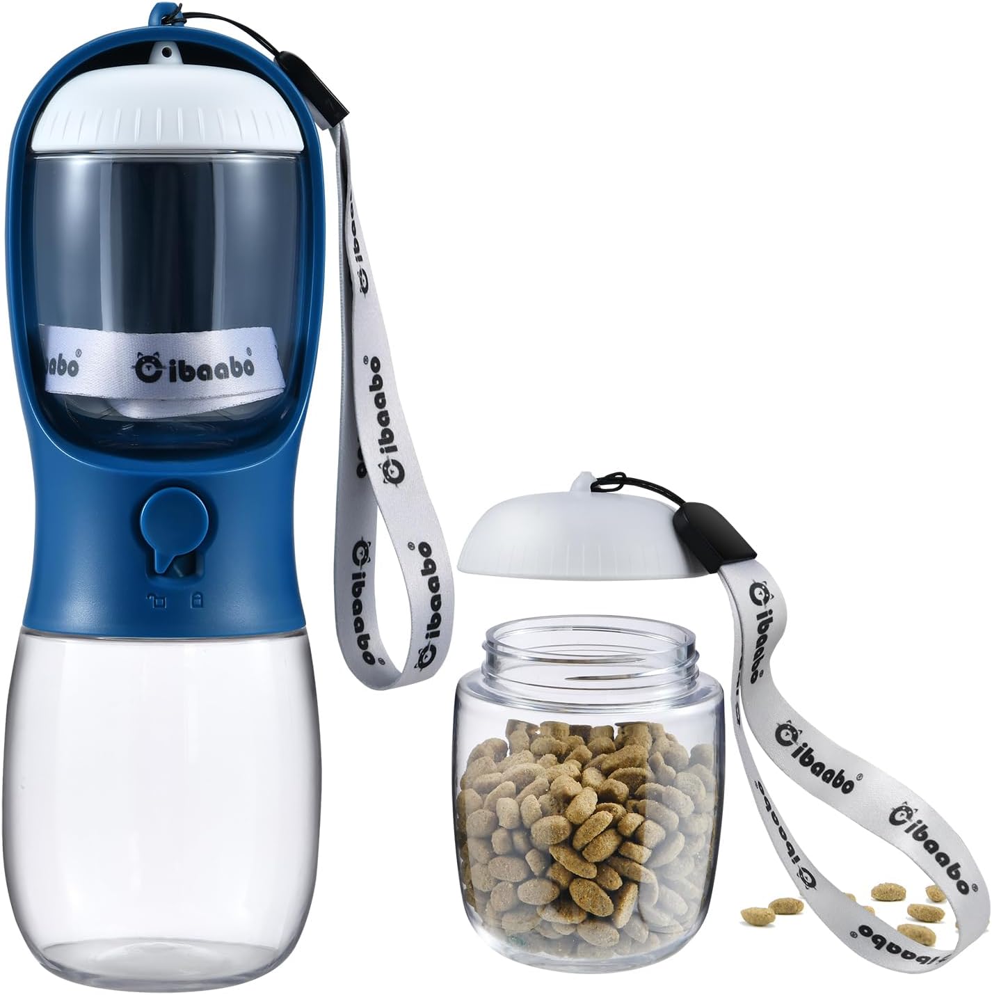 Portable Dog Water Bottle with Food Container, Travel Pet Water and Feeding Dispenser for Dogs and Cats, Suitable for Walking and Hiking
