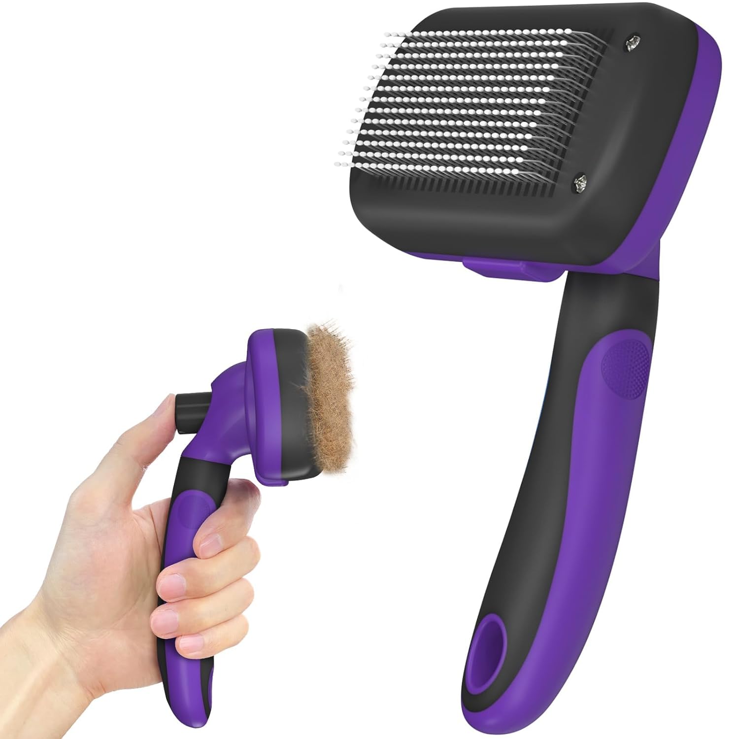 Self-Cleaning Pet Grooming Brush, Gentle Hair Removal Tool for Dogs, Cats, and Puppies with Long or Short Hair