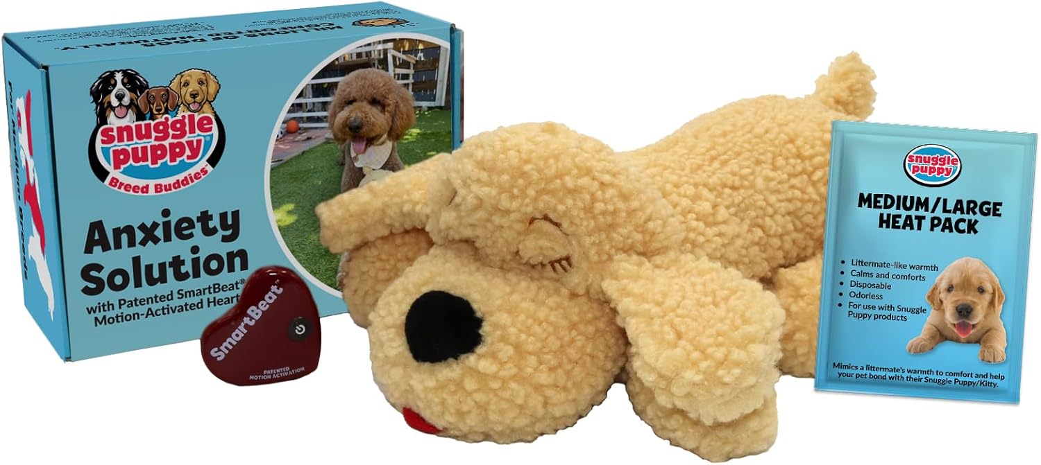 Heartbeat Plush Dog Toy, Comfort Companion Puppy Toy with Simulated Heartbeat for Crate and Rest Time