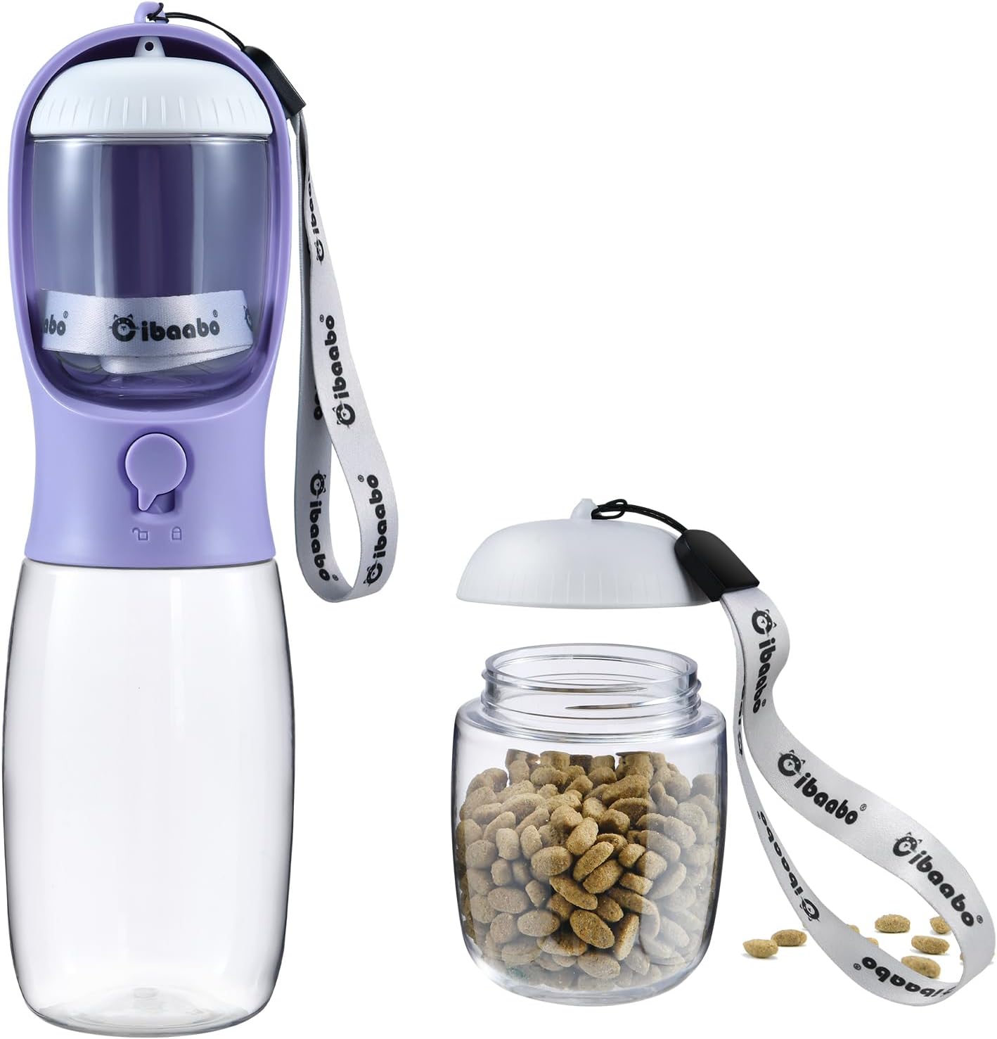 Portable Dog Water Bottle with Food Container, Travel Pet Water and Feeding Dispenser for Dogs and Cats, Suitable for Walking and Hiking