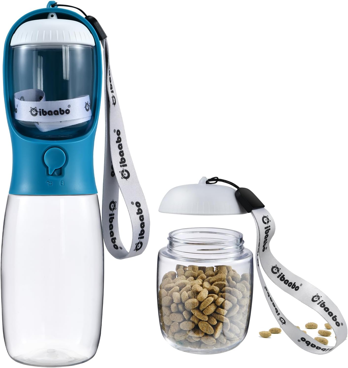 Portable Dog Water Bottle with Food Container, Travel Pet Water and Feeding Dispenser for Dogs and Cats, Suitable for Walking and Hiking
