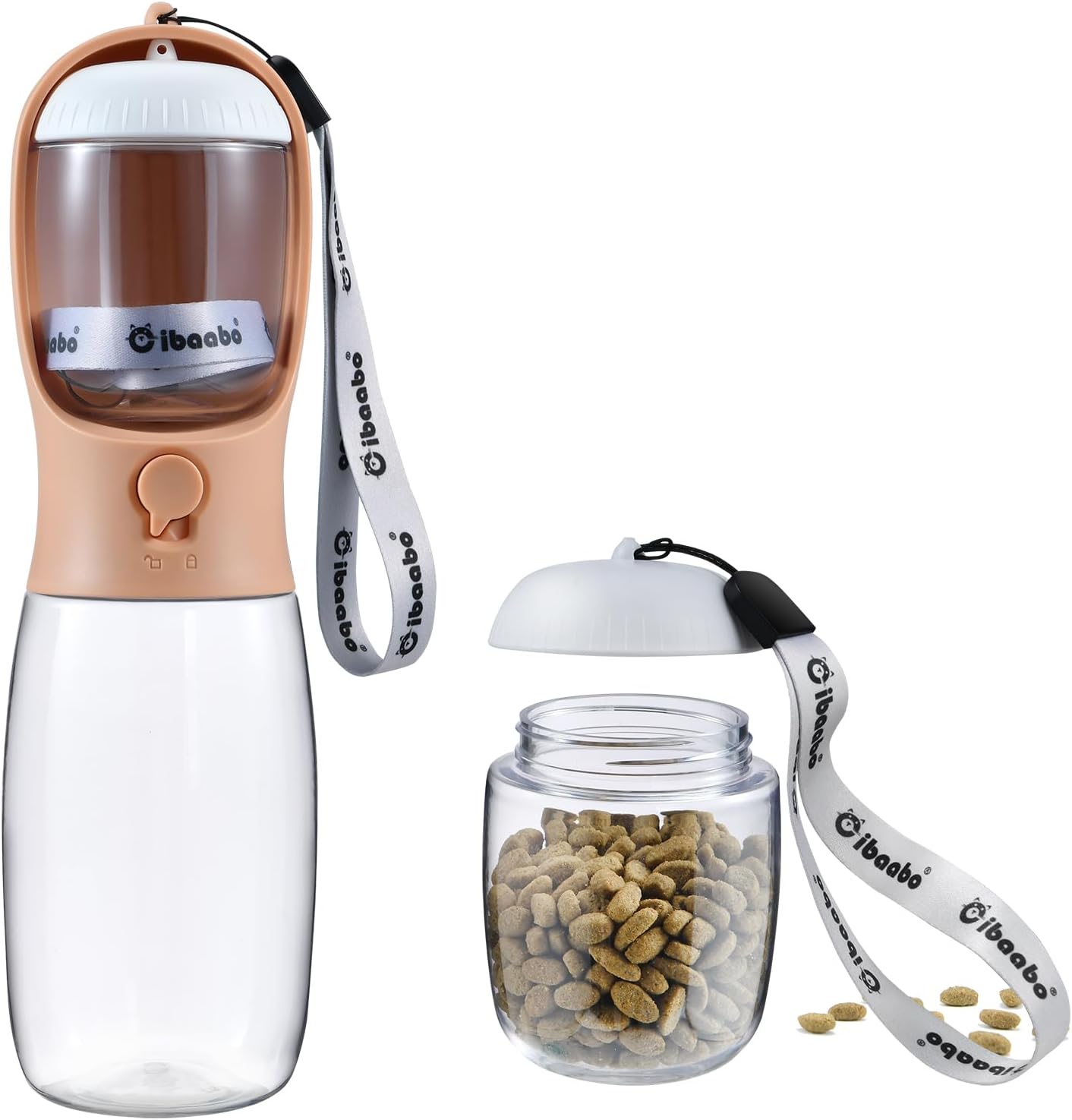 Portable Dog Water Bottle with Food Container, Travel Pet Water and Feeding Dispenser for Dogs and Cats, Suitable for Walking and Hiking