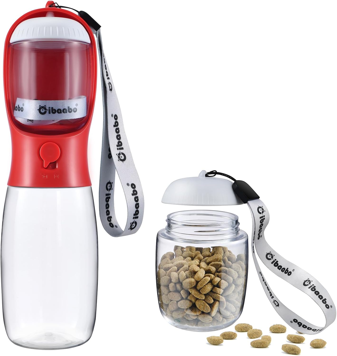 Portable Dog Water Bottle with Food Container, Travel Pet Water and Feeding Dispenser for Dogs and Cats, Suitable for Walking and Hiking