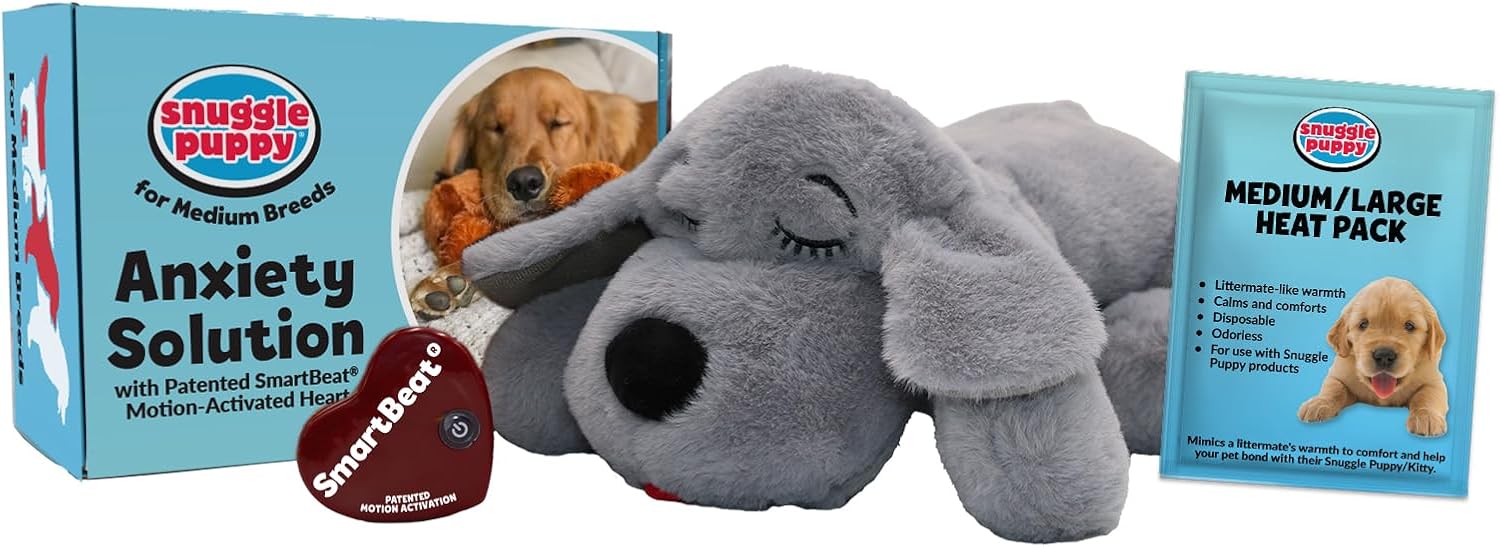 Heartbeat Plush Dog Toy, Comfort Companion Puppy Toy with Simulated Heartbeat for Crate and Rest Time