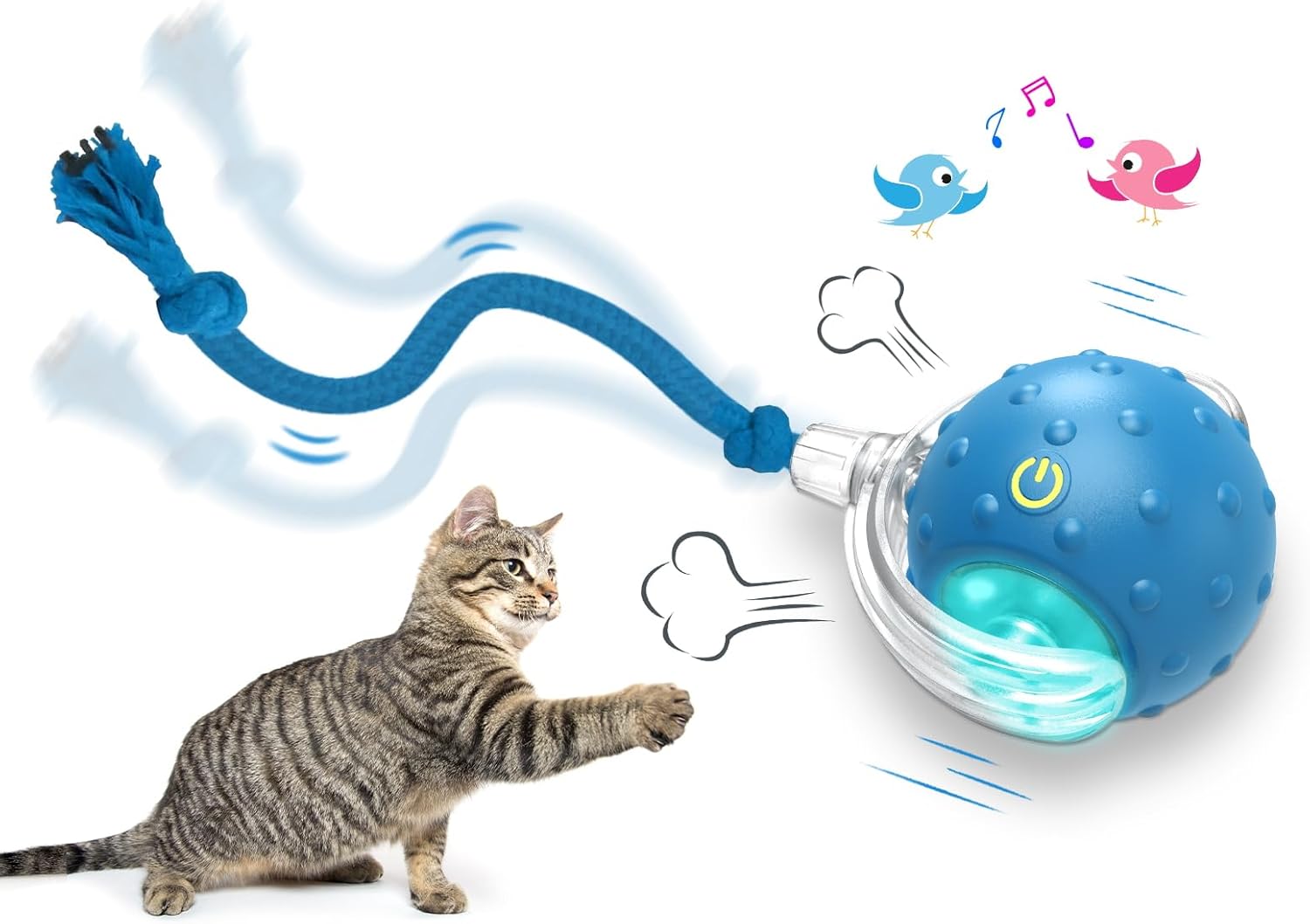 Interactive Motion-Activated Cat Ball Toy with Sound, Fast-Rolling Indoor Cat Toy for Carpets