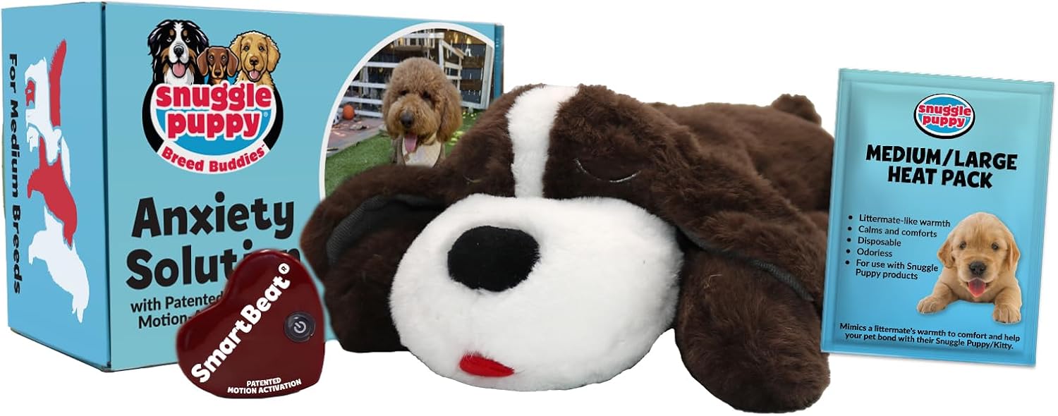 Heartbeat Plush Dog Toy, Comfort Companion Puppy Toy with Simulated Heartbeat for Crate and Rest Time