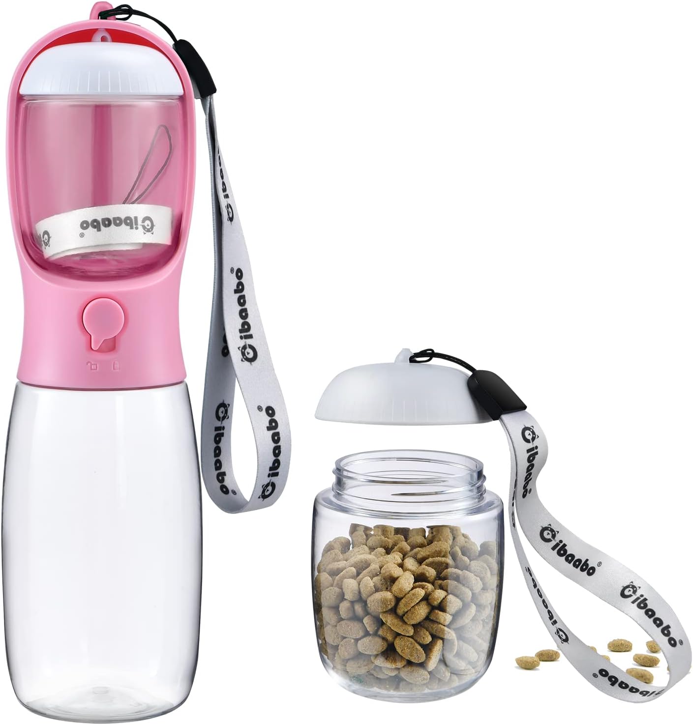 Portable Dog Water Bottle with Food Container, Travel Pet Water and Feeding Dispenser for Dogs and Cats, Suitable for Walking and Hiking