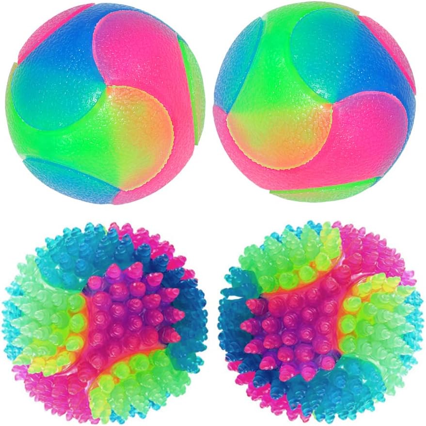 Light Up Dog Balls Set, Flashing Elastic Glow Balls for Interactive Play with Puppies, Dogs, and Cats