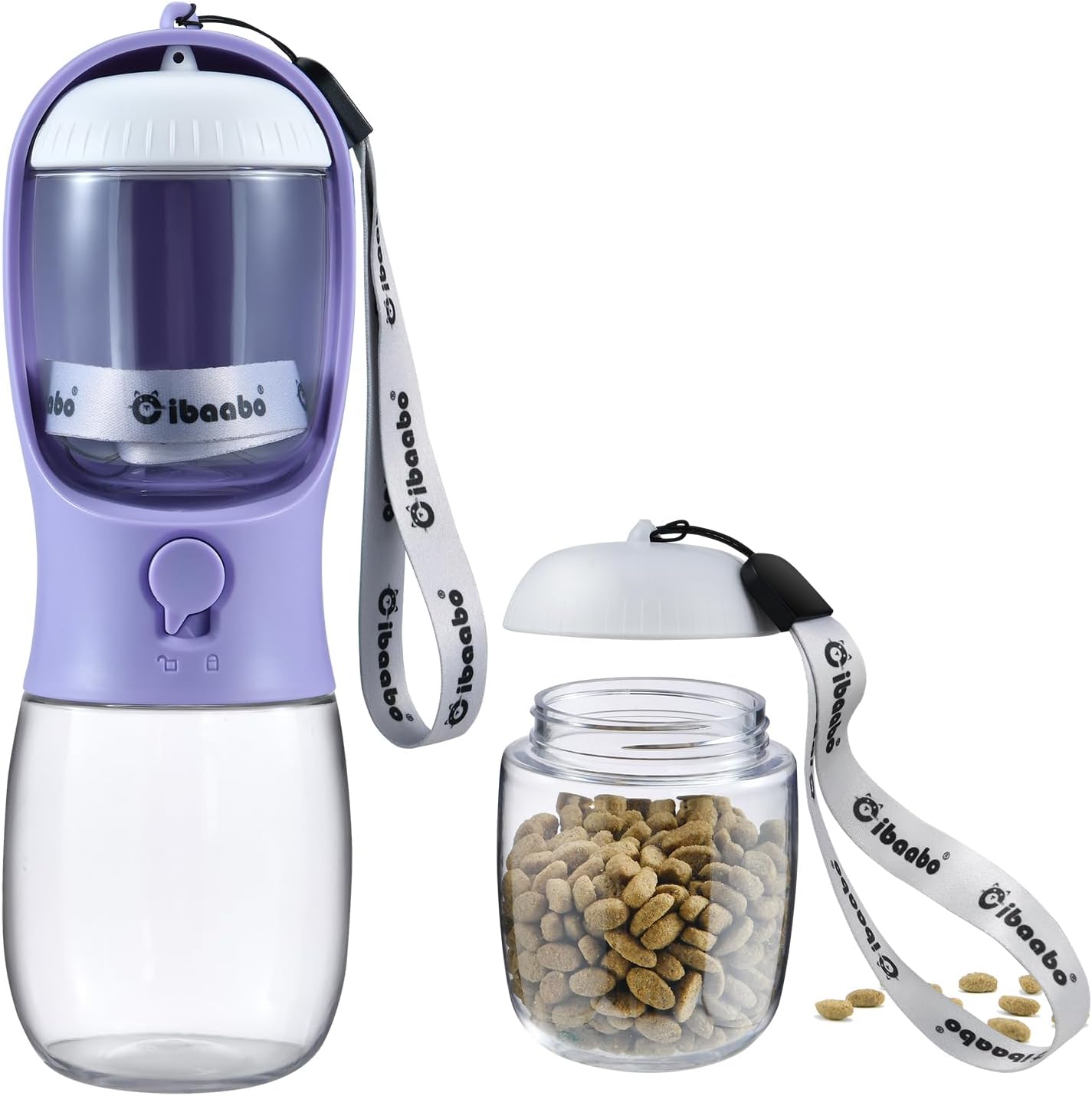 Portable Dog Water Bottle with Food Container, Travel Pet Water and Feeding Dispenser for Dogs and Cats, Suitable for Walking and Hiking