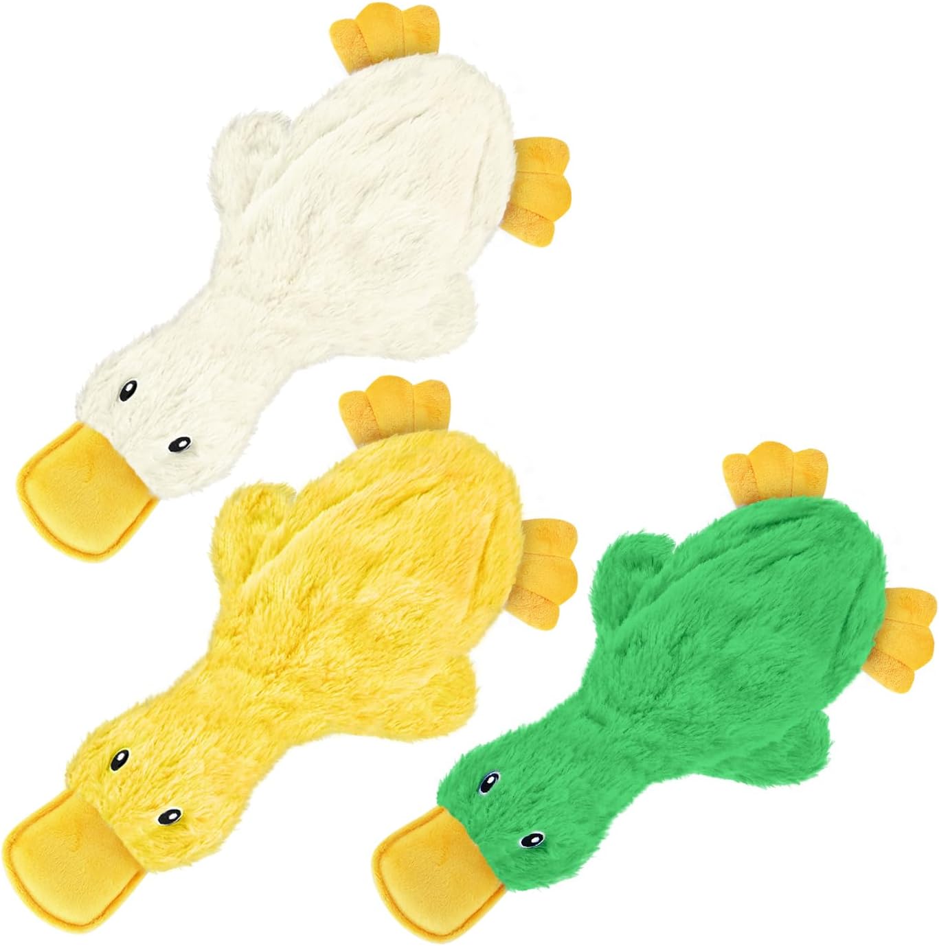 Interactive Squeaky Dog Chew Toy, Crinkle Duck Plush Toy for Small Medium and Large Dogs