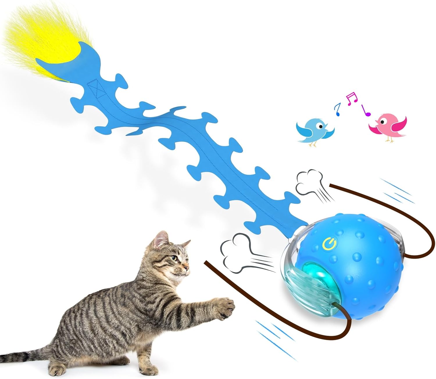 Interactive Motion-Activated Cat Ball Toy with Sound, Fast-Rolling Indoor Cat Toy for Carpets