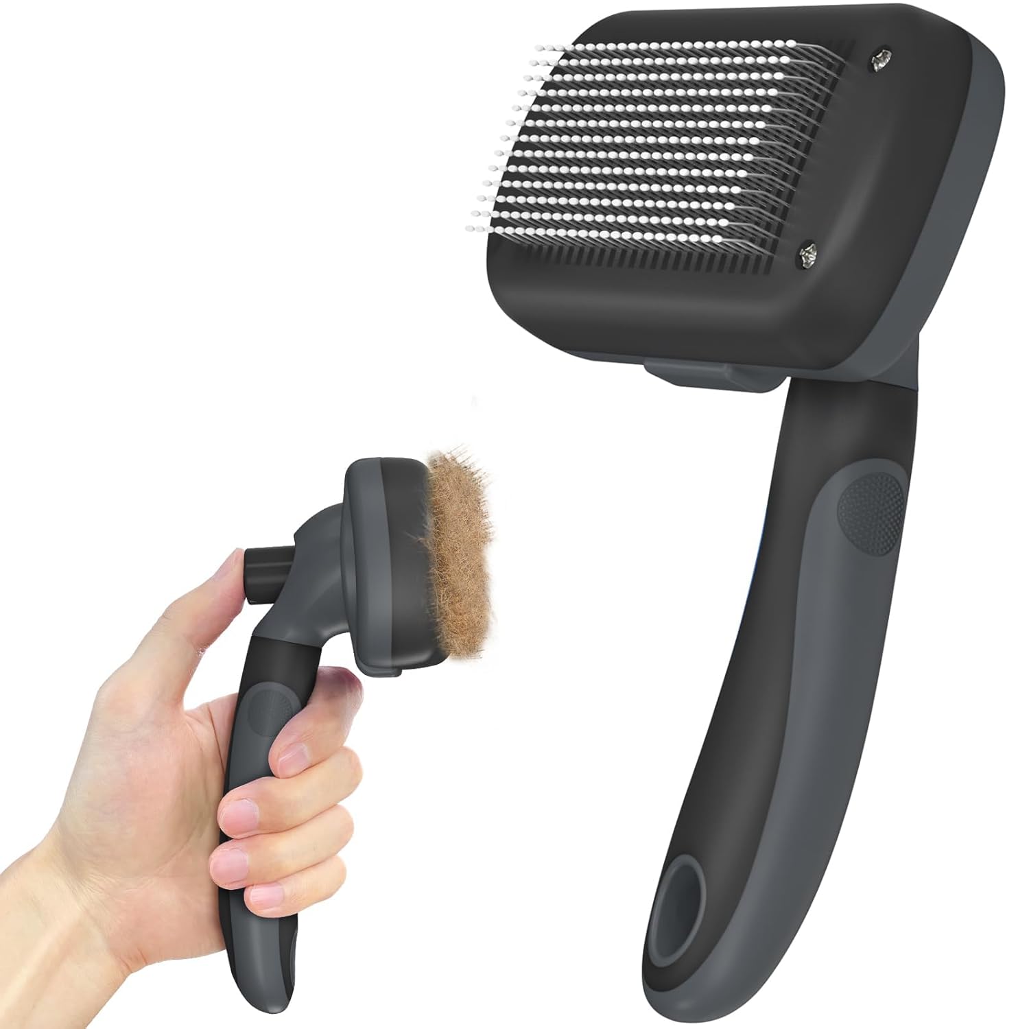 Self-Cleaning Pet Grooming Brush, Gentle Hair Removal Tool for Dogs, Cats, and Puppies with Long or Short Hair