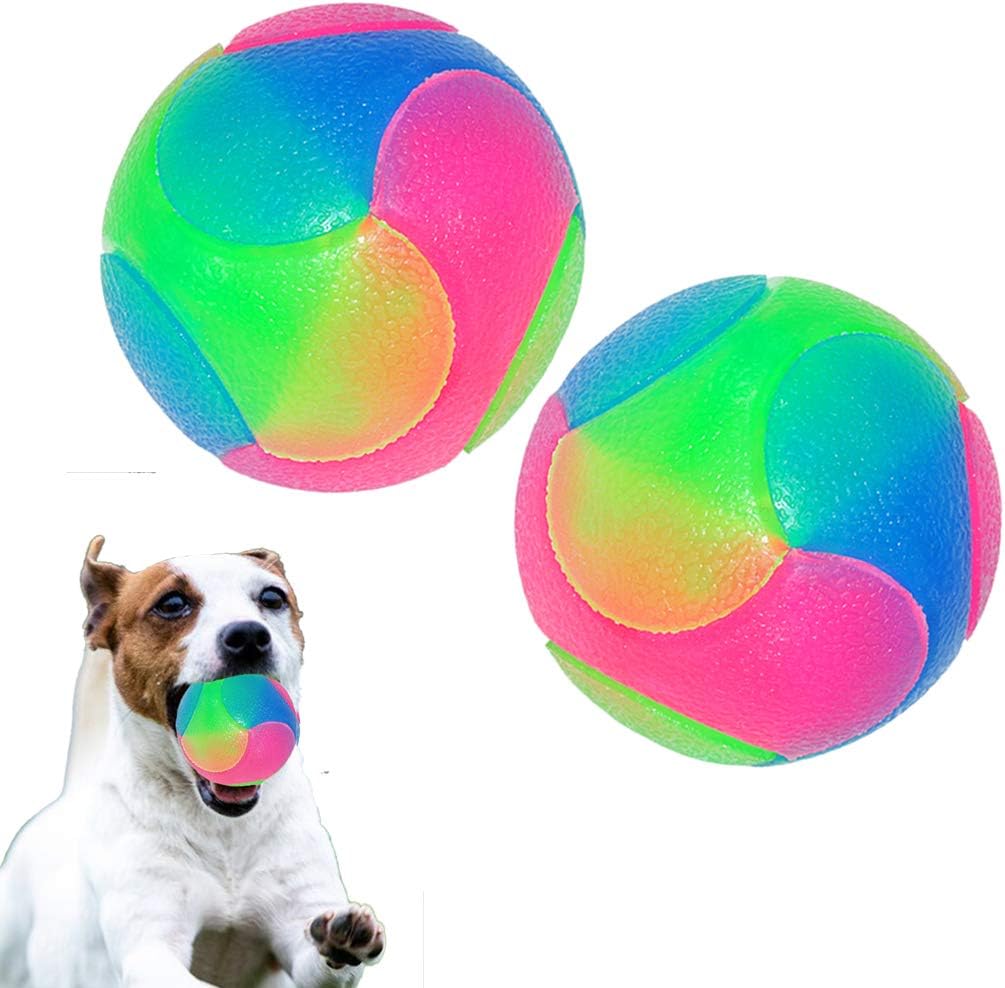 Light Up Dog Balls Set, Flashing Elastic Glow Balls for Interactive Play with Puppies, Dogs, and Cats