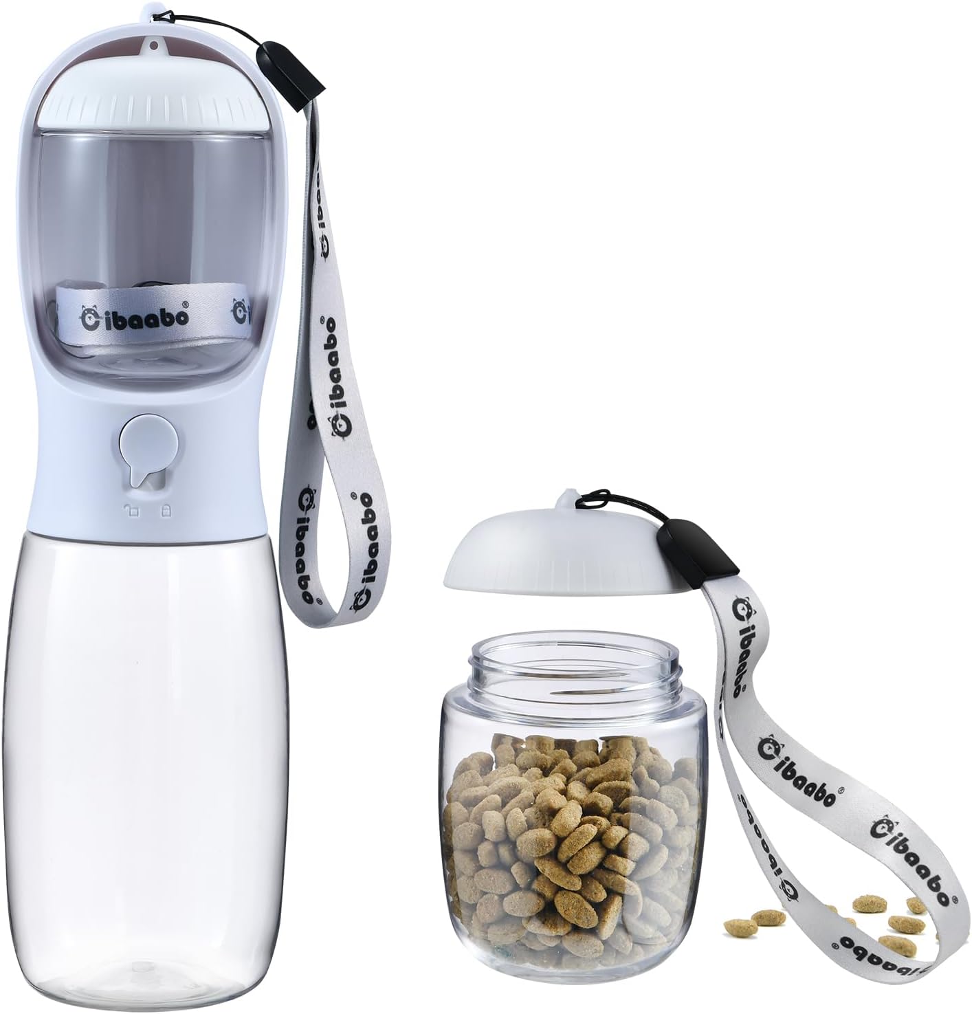Portable Dog Water Bottle with Food Container, Travel Pet Water and Feeding Dispenser for Dogs and Cats, Suitable for Walking and Hiking
