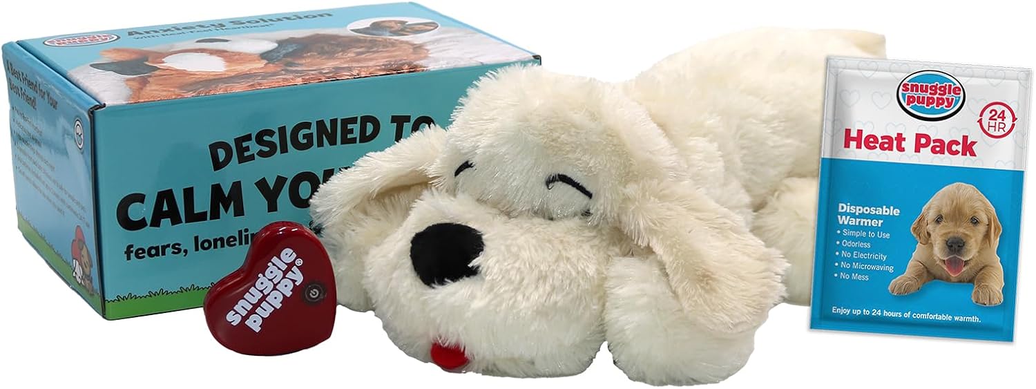 Heartbeat Plush Dog Toy, Comfort Companion Puppy Toy with Simulated Heartbeat for Crate and Rest Time