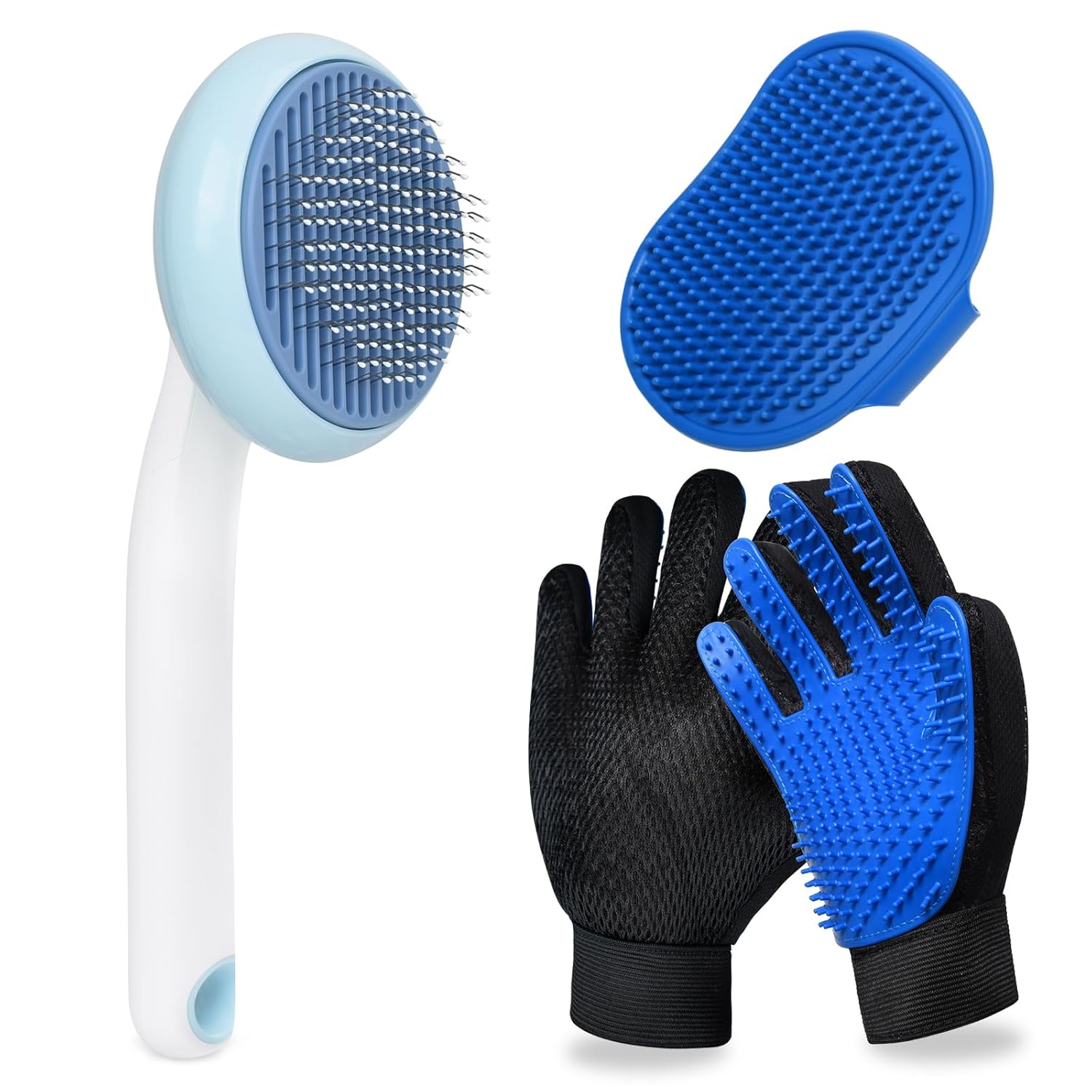 Pet Grooming Glove Brush and Reusable Hair Remover, Manual Fur Removal Tool for Cats and Dogs