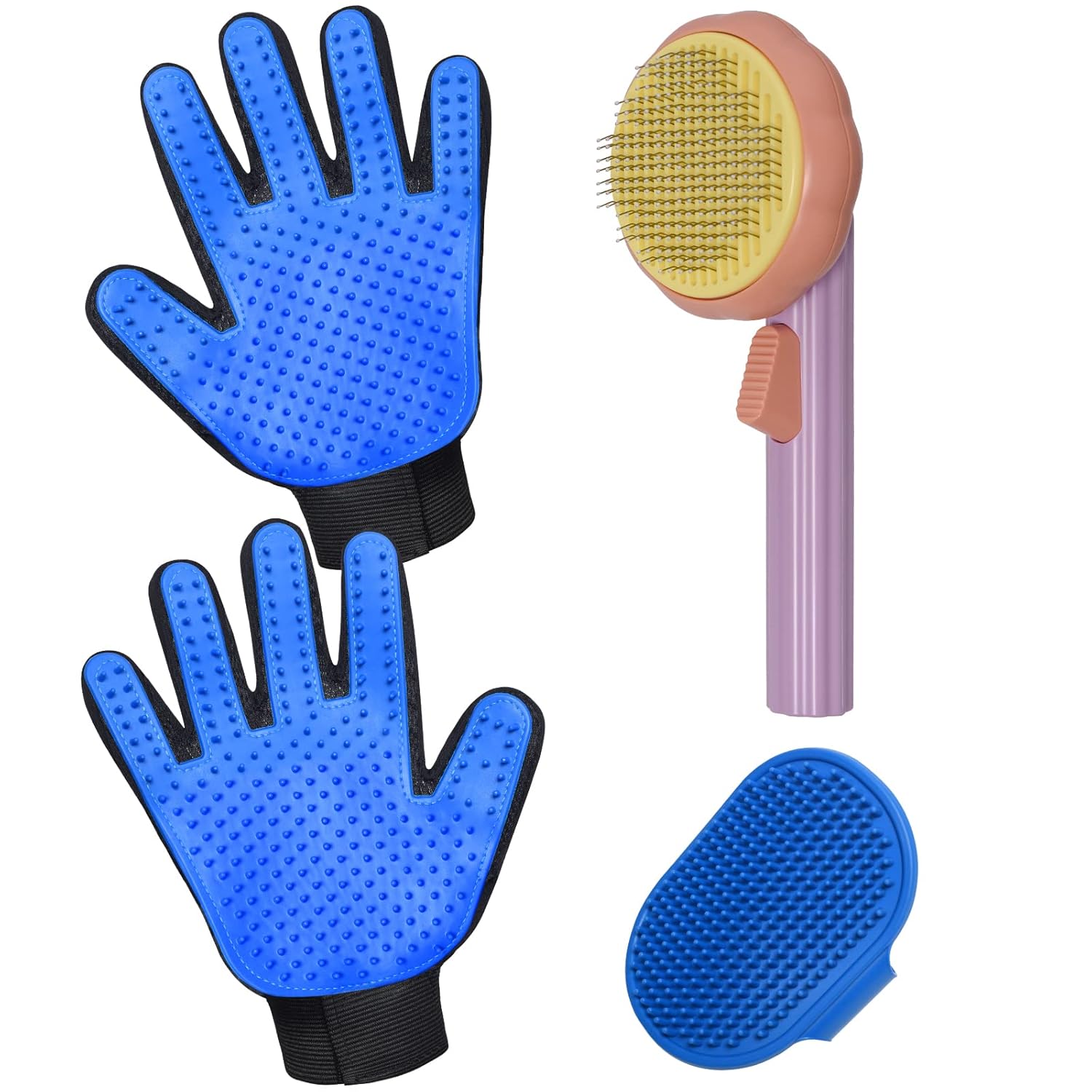 Pet Grooming Glove Brush and Reusable Hair Remover, Manual Fur Removal Tool for Cats and Dogs