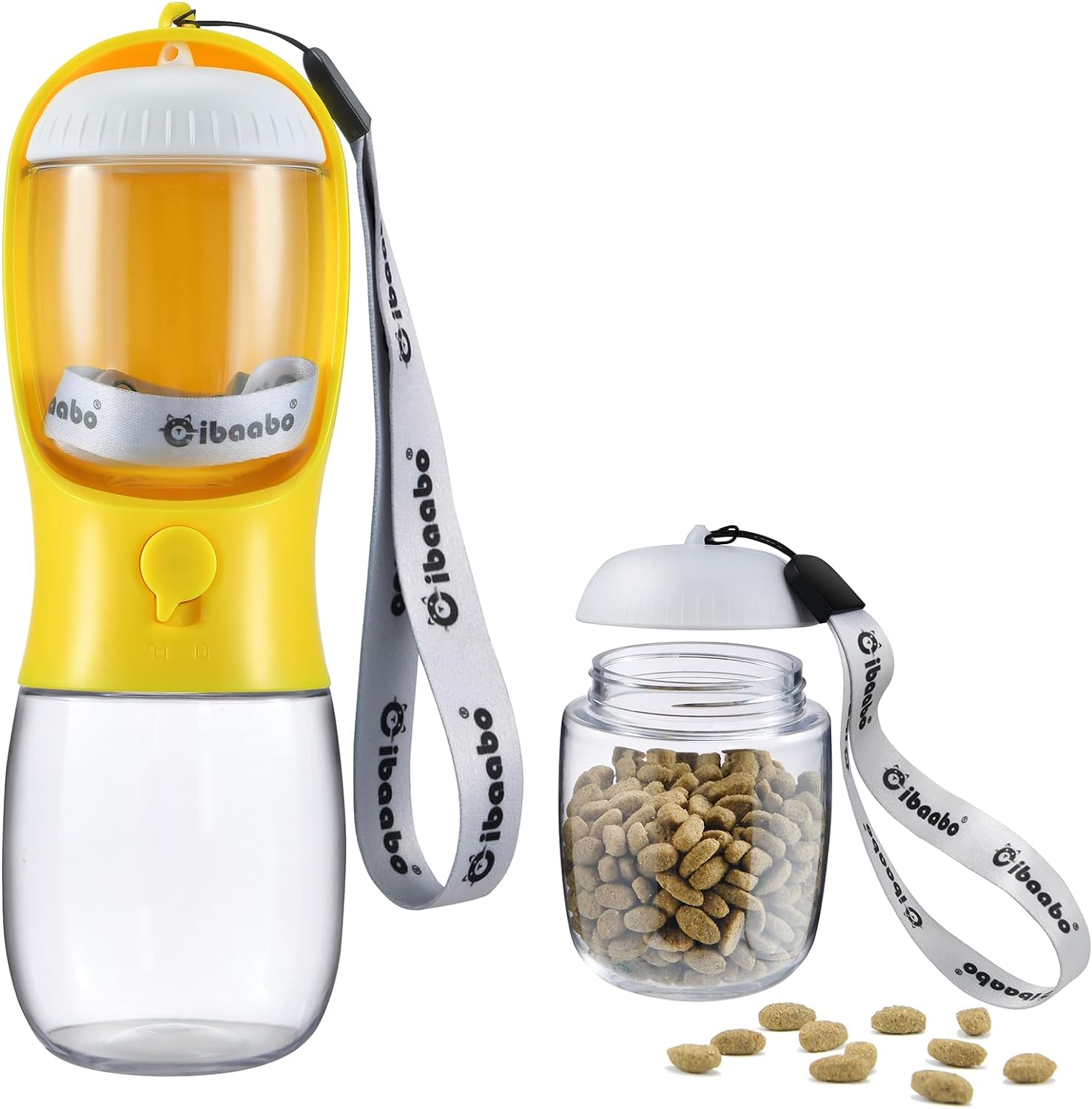 Portable Dog Water Bottle with Food Container, Travel Pet Water and Feeding Dispenser for Dogs and Cats, Suitable for Walking and Hiking