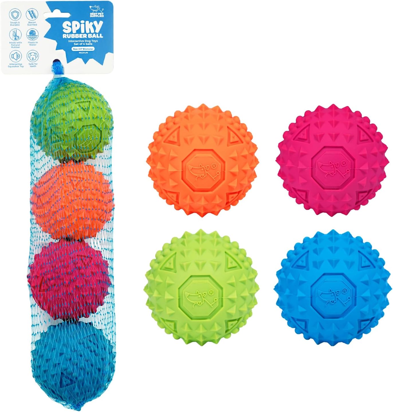 Interactive Squeaky Dog Chew Toy with Crinkle Sound, Fetch and Chewing Toy for Small, Medium, and Large Dogs