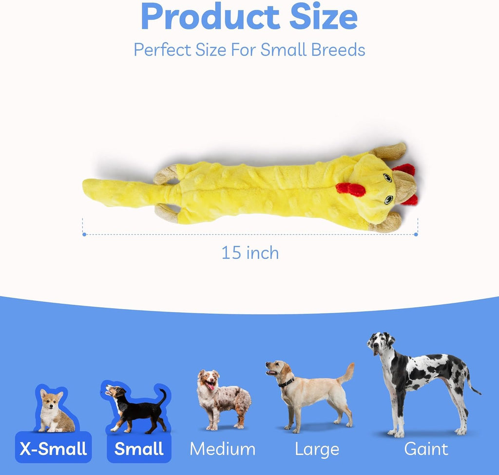 Dog Squeaky and Crinkle Plush Toys, 5 Pack No Stuffing Chew Toys for Small, Medium, and Large Dogs