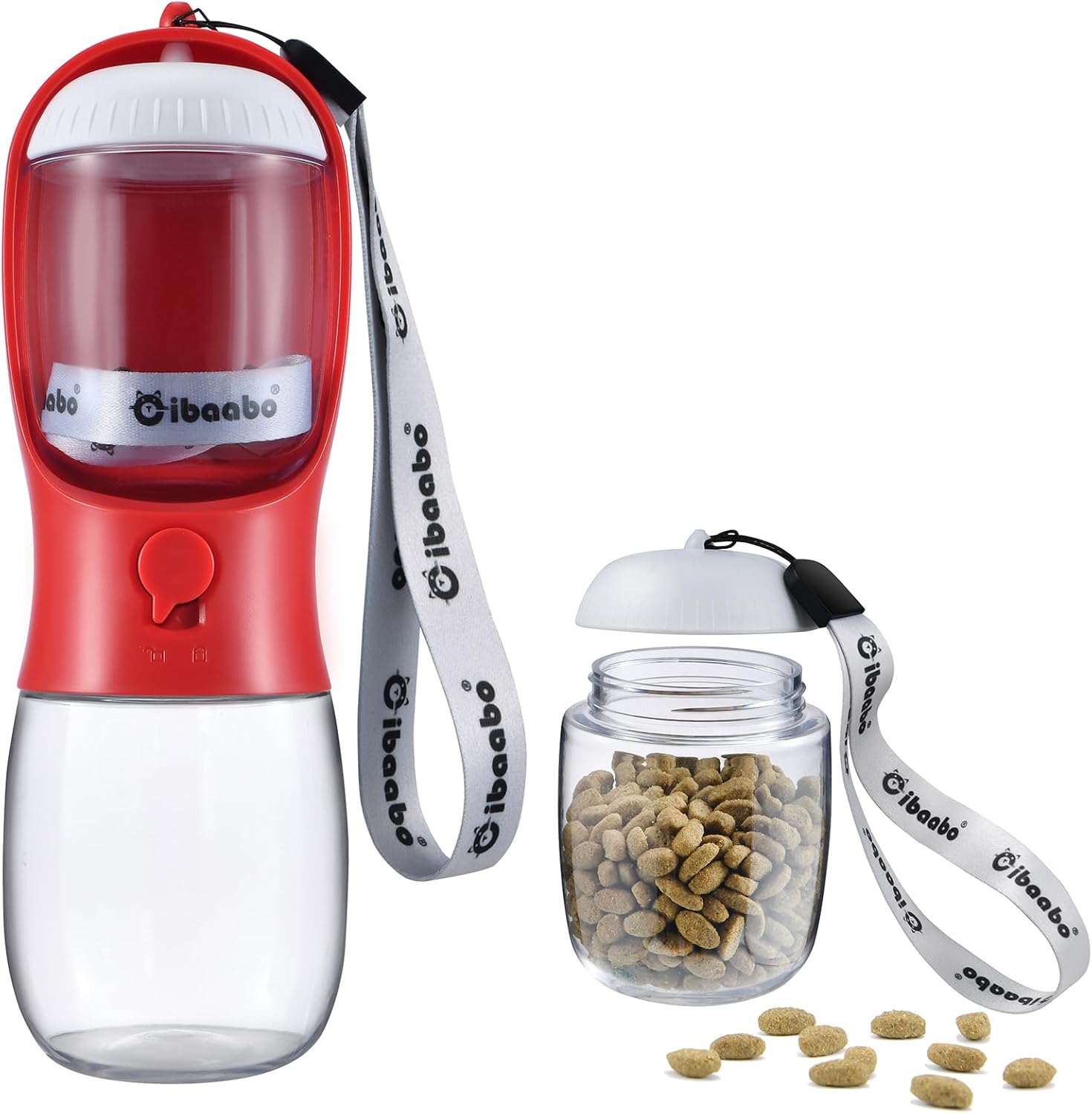 Portable Dog Water Bottle with Food Container, Travel Pet Water and Feeding Dispenser for Dogs and Cats, Suitable for Walking and Hiking