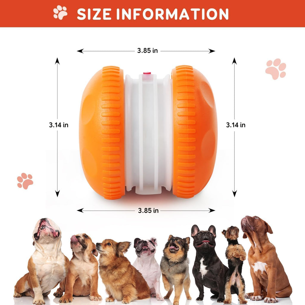 Interactive Automatic Moving Dog Toy with Rope, Motion-Activated Rolling Toy for Small, Medium, and Large Dogs (Orange)