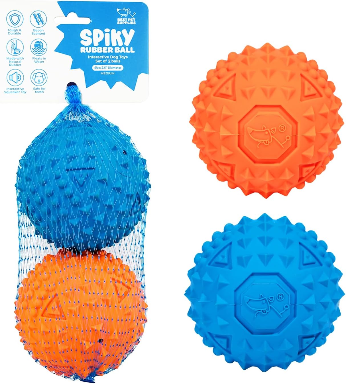 Interactive Squeaky Dog Chew Toy with Crinkle Sound, Fetch and Chewing Toy for Small, Medium, and Large Dogs
