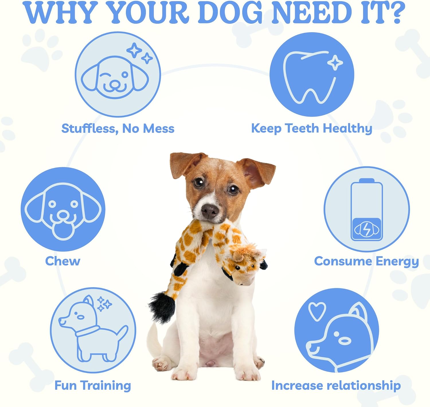 Dog Squeaky and Crinkle Plush Toys, 5 Pack No Stuffing Chew Toys for Small, Medium, and Large Dogs