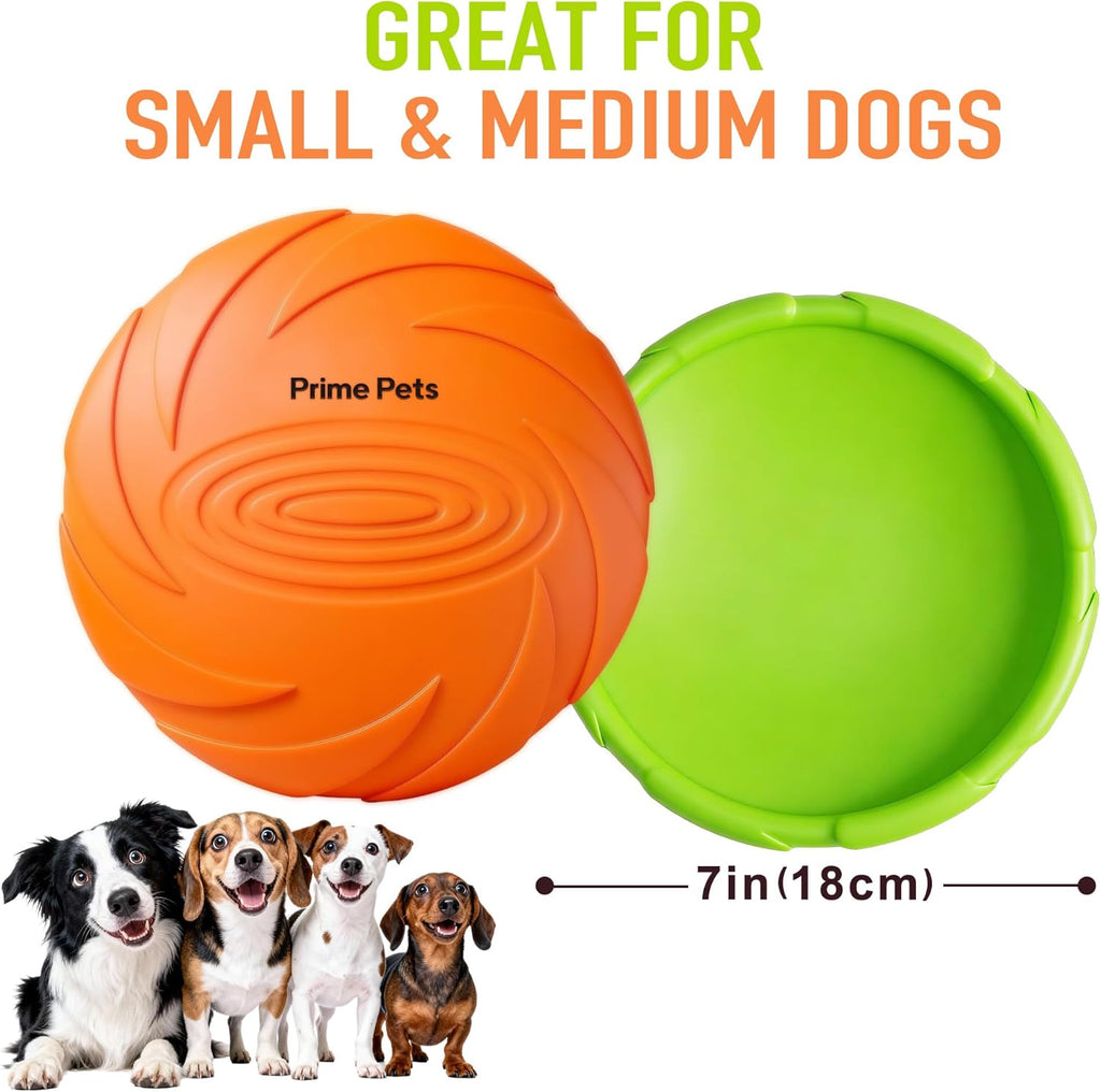 Dog Flying Disc Toy, 2 Pack, 7 Inch Durable Rubber Disc for Interactive Outdoor Play and Water Use