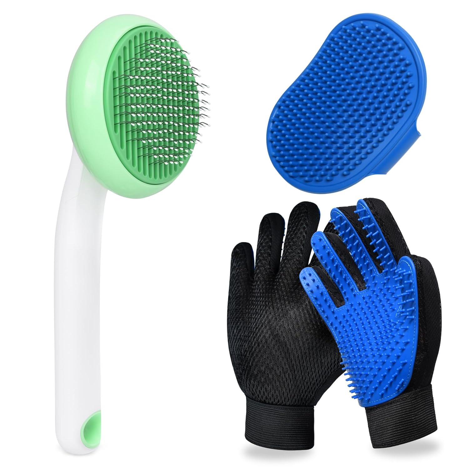 Pet Grooming Glove Brush and Reusable Hair Remover, Manual Fur Removal Tool for Cats and Dogs