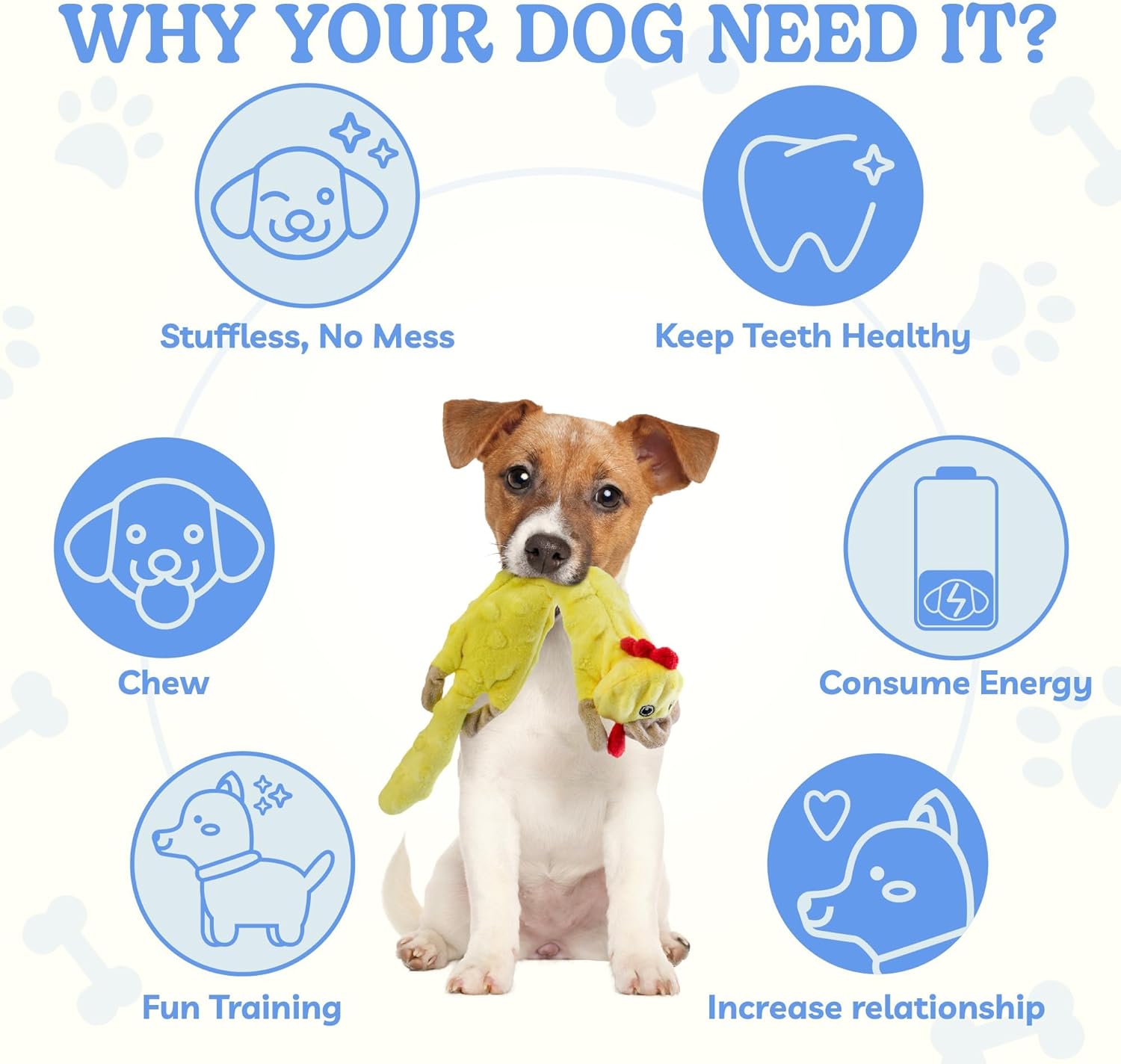 Dog Squeaky and Crinkle Plush Toys, 5 Pack No Stuffing Chew Toys for Small, Medium, and Large Dogs