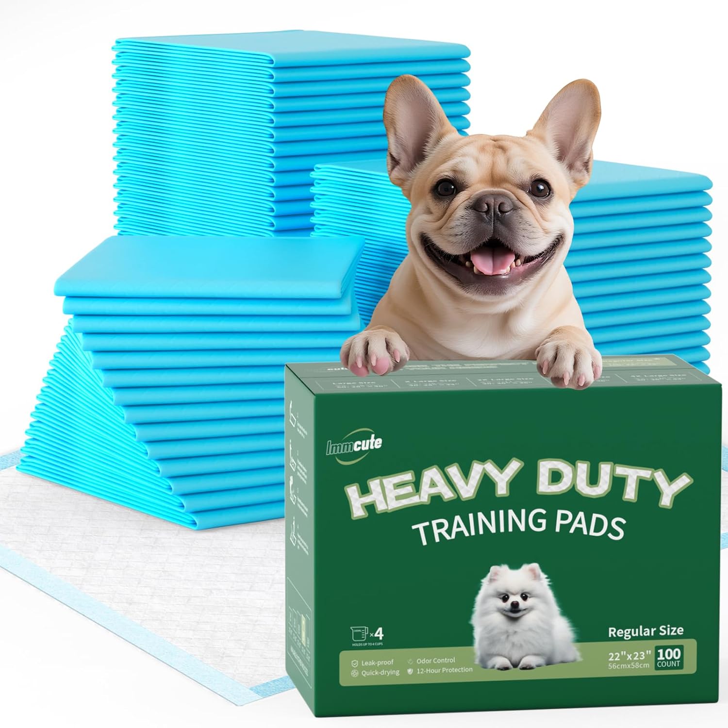 Disposable Puppy Training Pads 22 x 23 Inches, Leak-Proof Absorbent Pet Potty Pads for Dogs Cats and Small Pets, 100 Count
