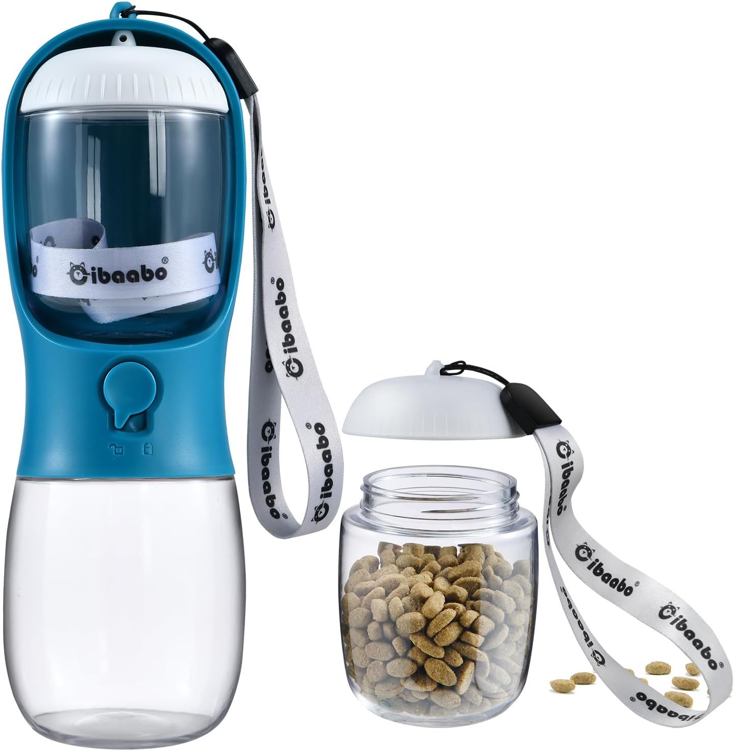 Portable Dog Water Bottle with Food Container, Travel Pet Water and Feeding Dispenser for Dogs and Cats, Suitable for Walking and Hiking