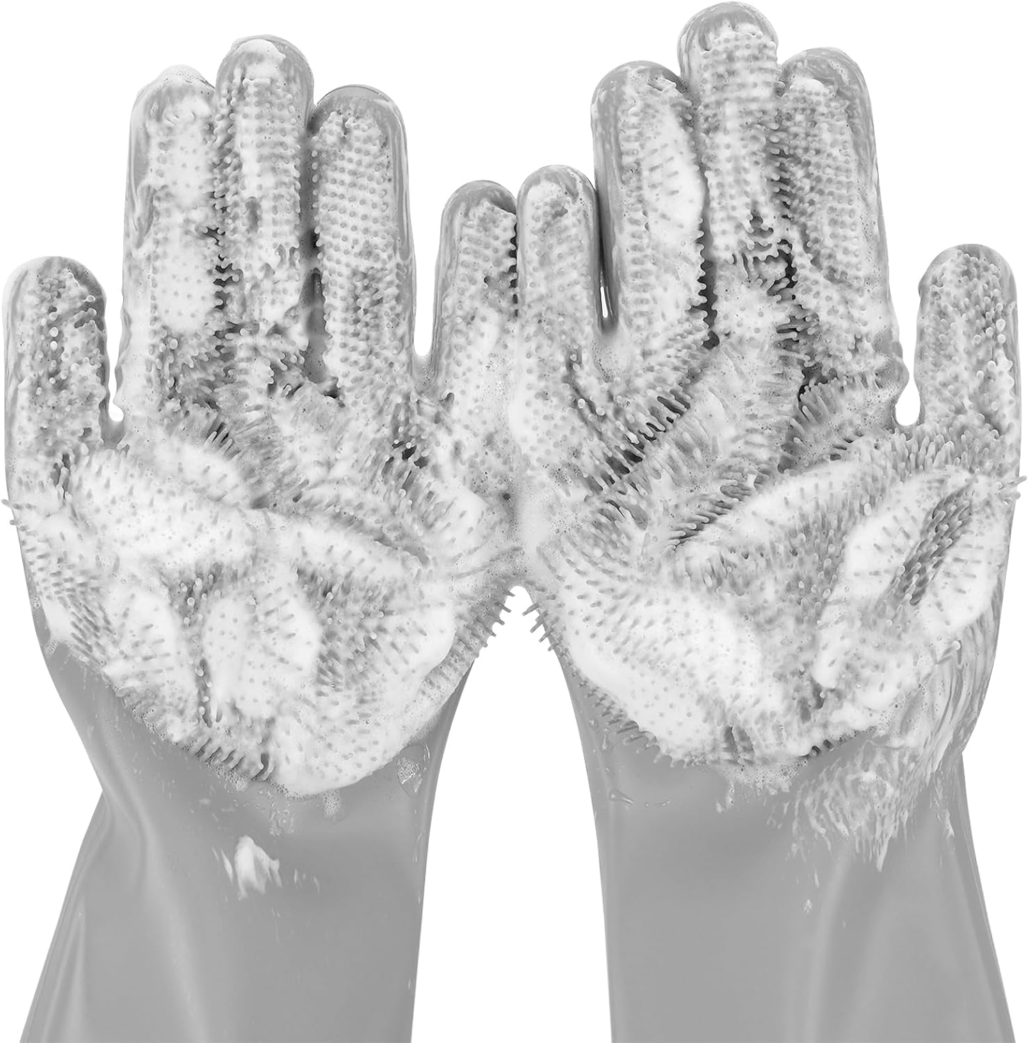 Pet Grooming Gloves with Silicone Bristles, Five-Finger Bathing and Cleaning Gloves for Dogs and Cats