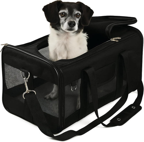Airline Approved Soft-Sided Pet Travel Carrier, Deluxe Design, Large Size, Black
